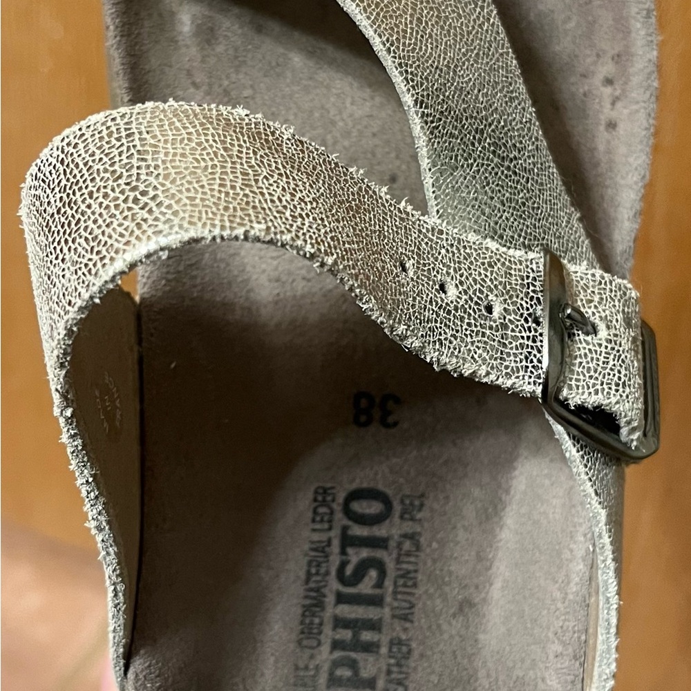 Mephisto Gold Beige Leather Sandals Size 38 - Picture 5 of 7